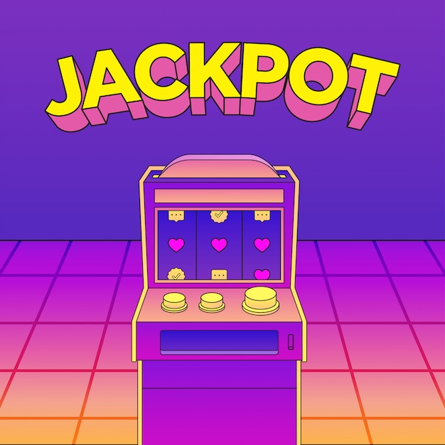 Flat Casino Machine Neon Vector