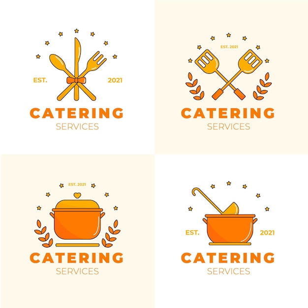 Flat catering logo template collection