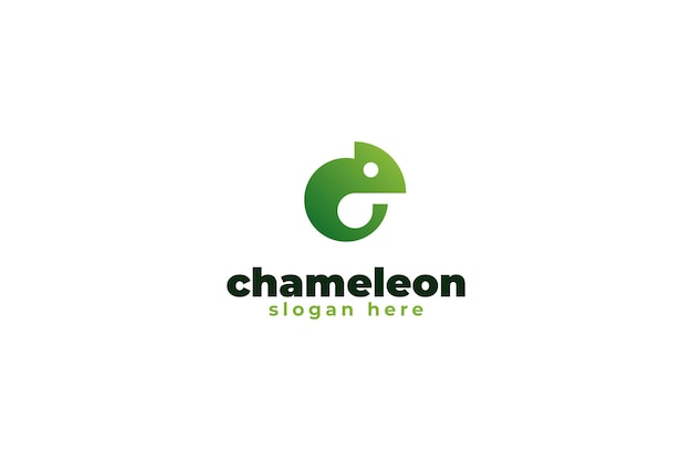 Flat chameleon logo design template