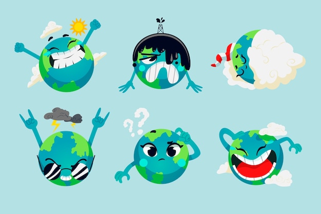 Flat character elements collection for earth day celebration