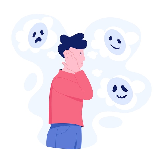 Vector a flat character illustration of phasmophobia disorder