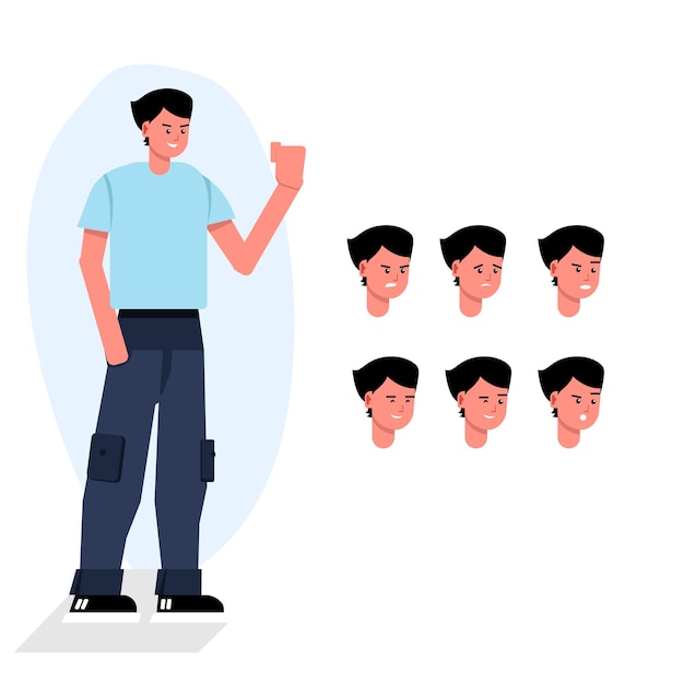 Flat Character illustration with different Expression