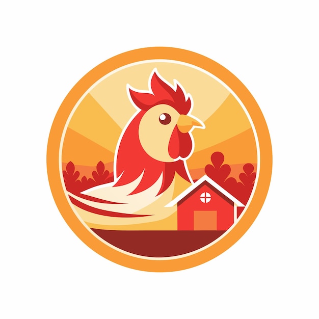 Vector flat chicken head farm logo