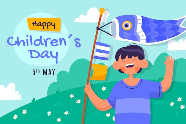 Flat childrens day background