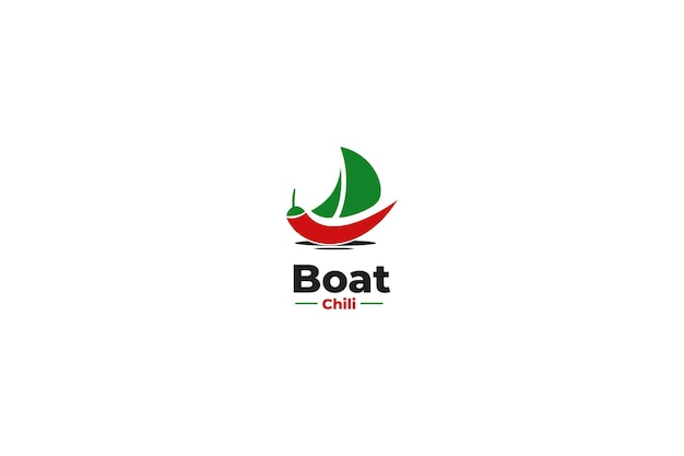 Flat chilli pepper with boat logo design vector illustration idea