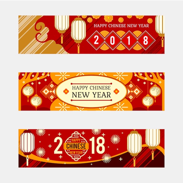 Flat chinese New Year banners