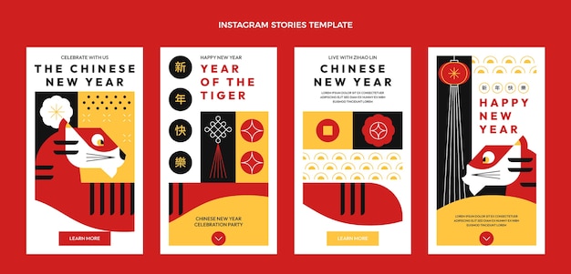 Flat chinese new year instagram stories collection