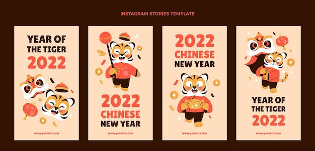 Flat chinese new year instagram stories collection