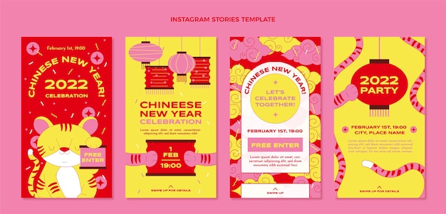 Flat chinese new year instagram stories collection