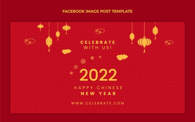 Flat chinese new year social media post template