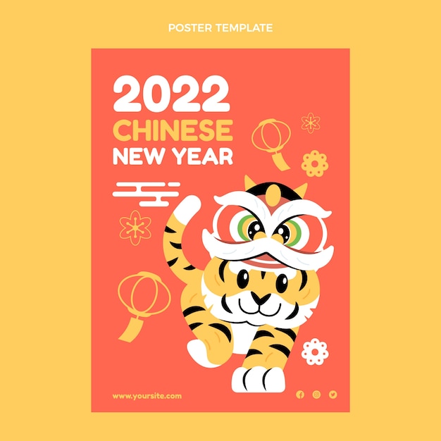 Flat chinese new year vertical poster template