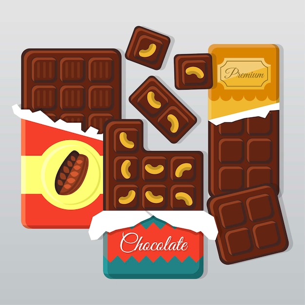 Flat Chocolate Bars Illustration