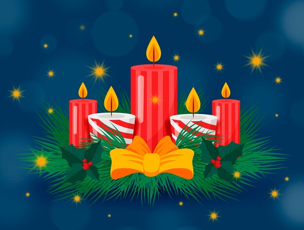 Vector flat christmas candle background