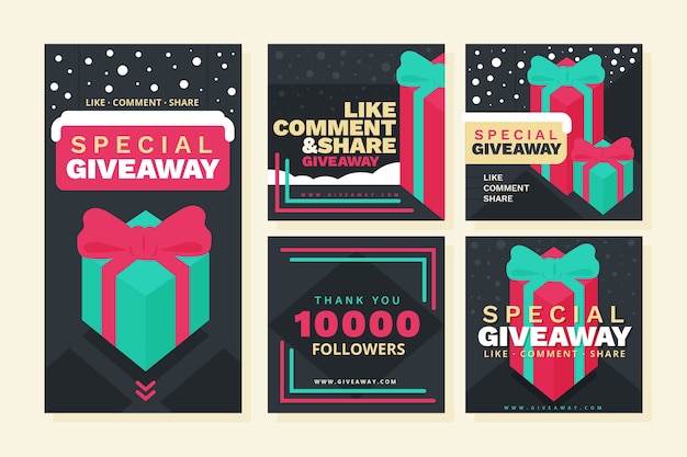 Flat christmas giveaway instagram posts collection