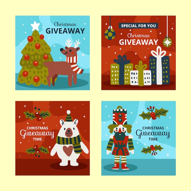 Flat christmas giveaway instagram posts collection