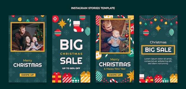 Flat christmas instagram stories collection