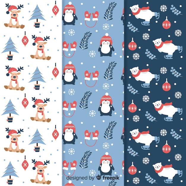 Flat christmas pattern collection