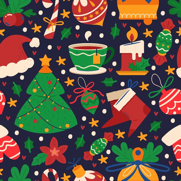 Flat christmas pattern design