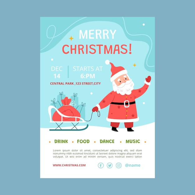 Flat christmas season vertical poster template