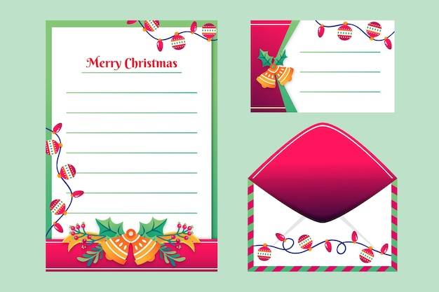 Flat christmas stationery template