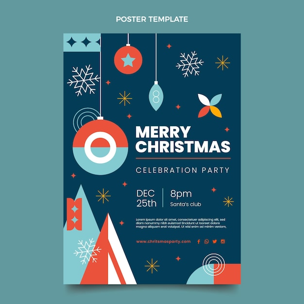 Flat christmas vertical poster template