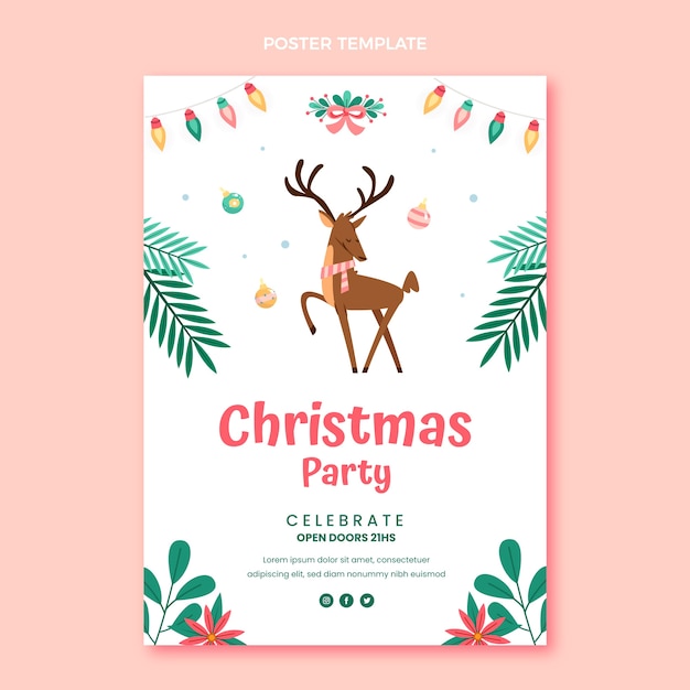 Flat christmas vertical poster template