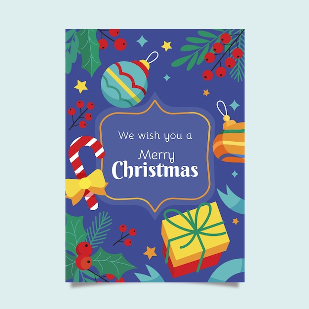 Flat christmas vertical poster template