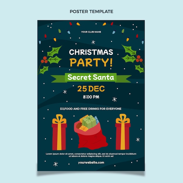 Flat christmas vertical poster template