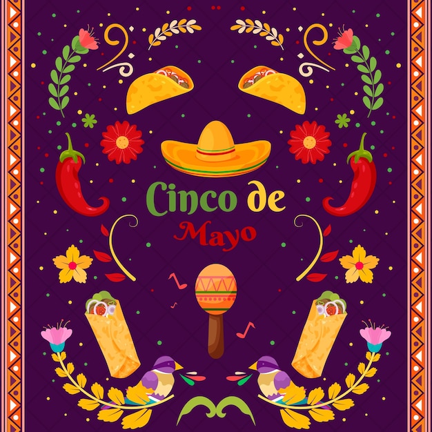 Flat Cinco De Mayo celebration background