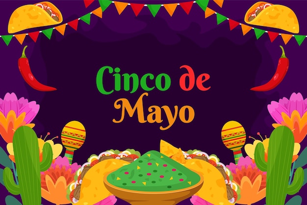 Flat Cinco De Mayo celebration background