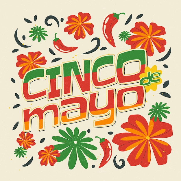 Flat cinco de mayo text illustration