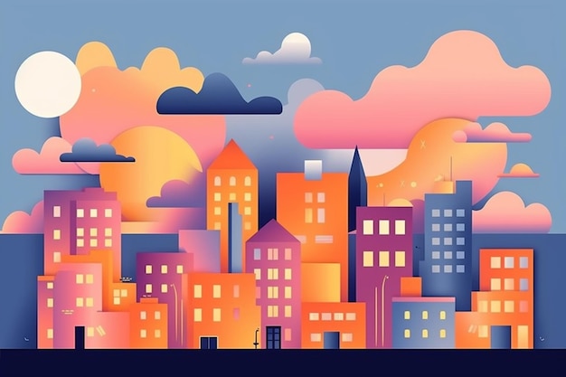 Vector flat city design illustration by piwik