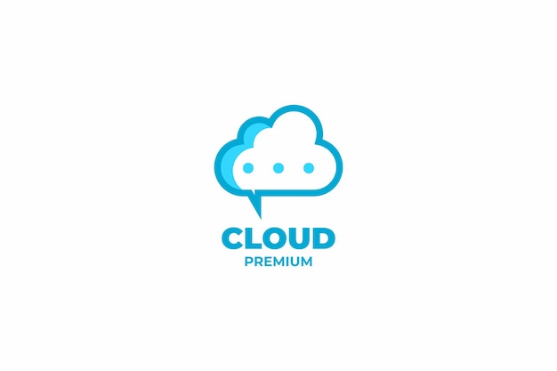 Flat cloud with speech bubble logo design