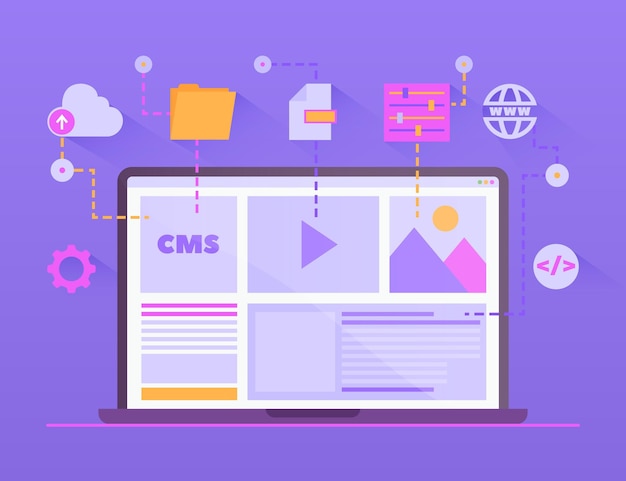 Flat cms concept illustration