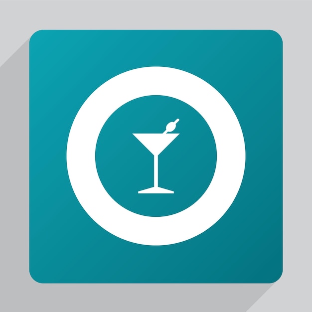 Flat cocktail icon, white on green background