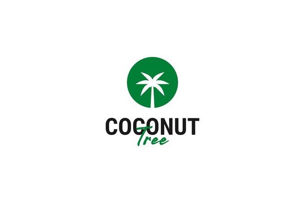 Flat coconut tree logo design vector template illustration