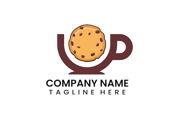 Flat coffee cup cookies bakery logo icon template