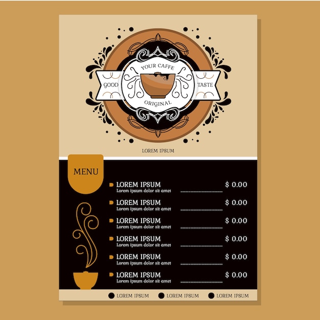 Flat coffee shop menu