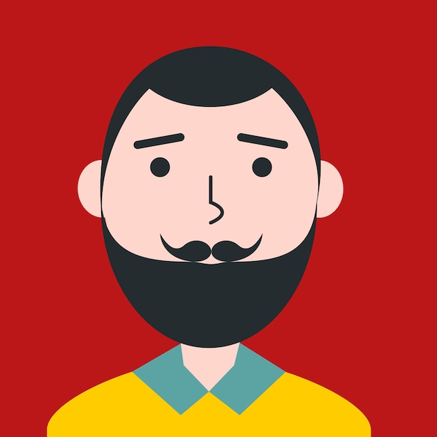 Flat color hipster portrait Young man European ethnicity face avatar Characters for web video game