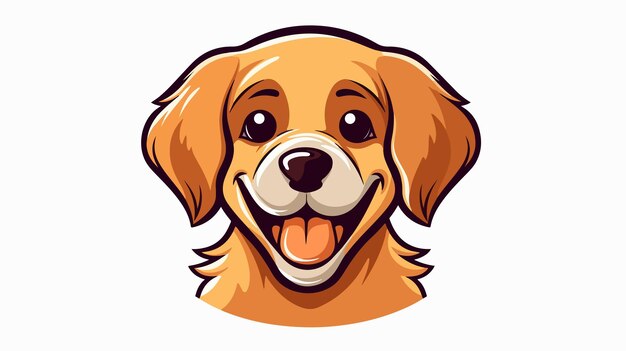 Vector flat color style cartoon happy dog face illustration