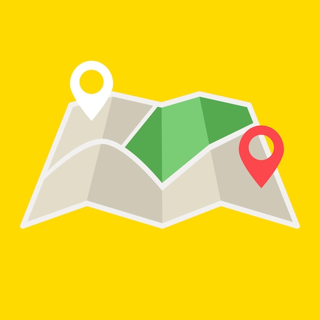 Flat colored location and map icon or illustration