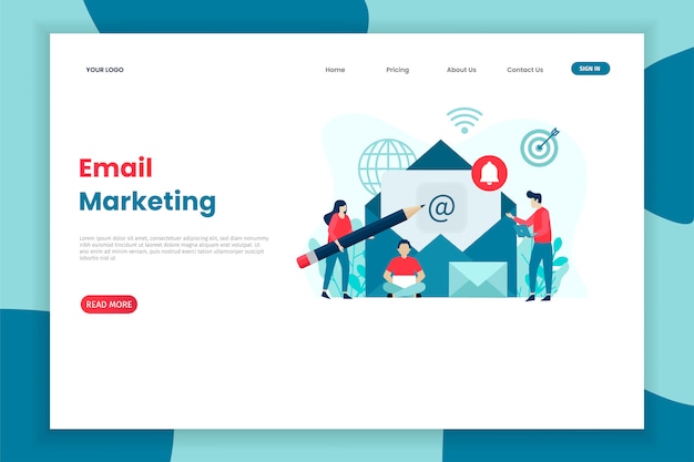 Flat concept design email marketing template for site