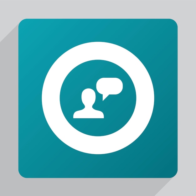 Flat conversation icon, white on green background