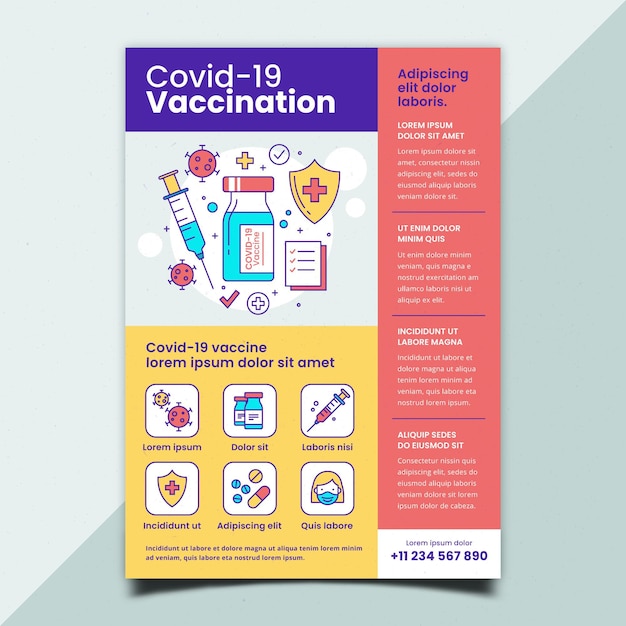 Flat coronavirus vaccination flyer