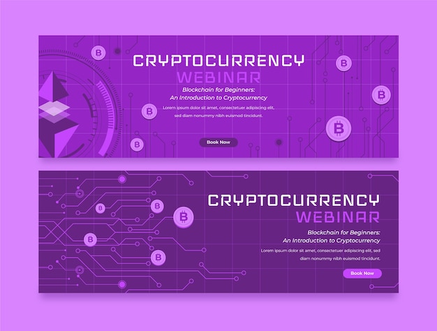 Flat crypto horizontal banner template