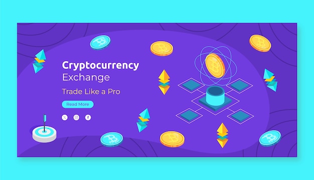 Flat crypto horizontal banner template