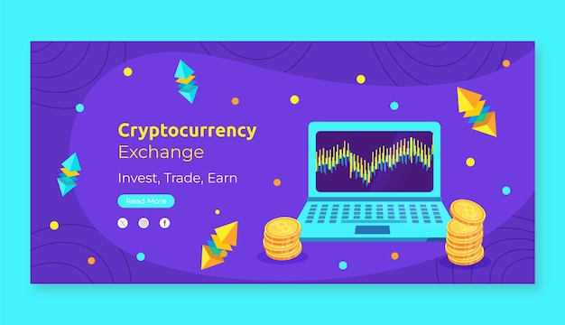 Flat crypto horizontal banner template