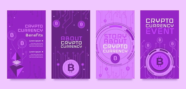 Flat crypto instagram stories collection