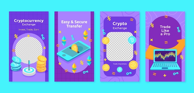 Flat crypto instagram stories collection