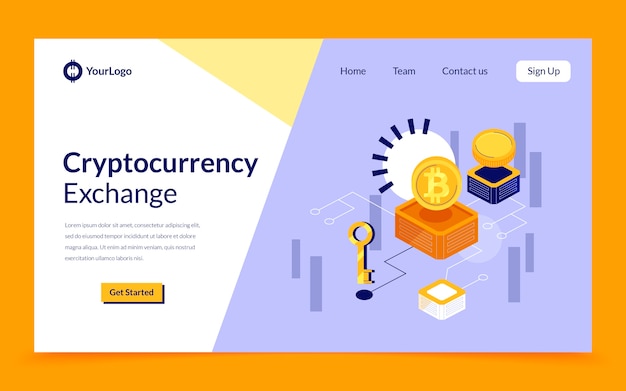 Vector flat crypto landing page template